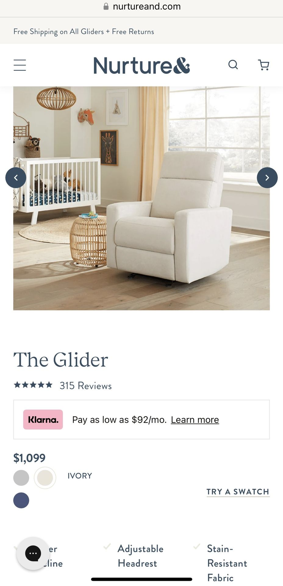 Nurture & Nursery Glider And Recliner