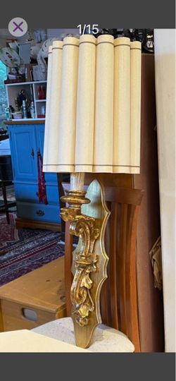 Large 46" Baroque Wall Lamp Golden Wood Base