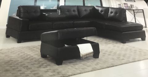 Black leather sectional