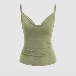 Cute Green Backless Camisole Top With Gold Chain Detail