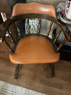 2 Wooden/Leather Chairs