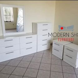 Dresser With Mirror Chest And Two Nightstands *** Items Are Also Sold 