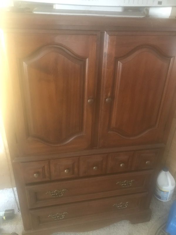 Mahogany two door three drawer armoire