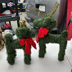 (2) Vintage Standing Reindeer Figures