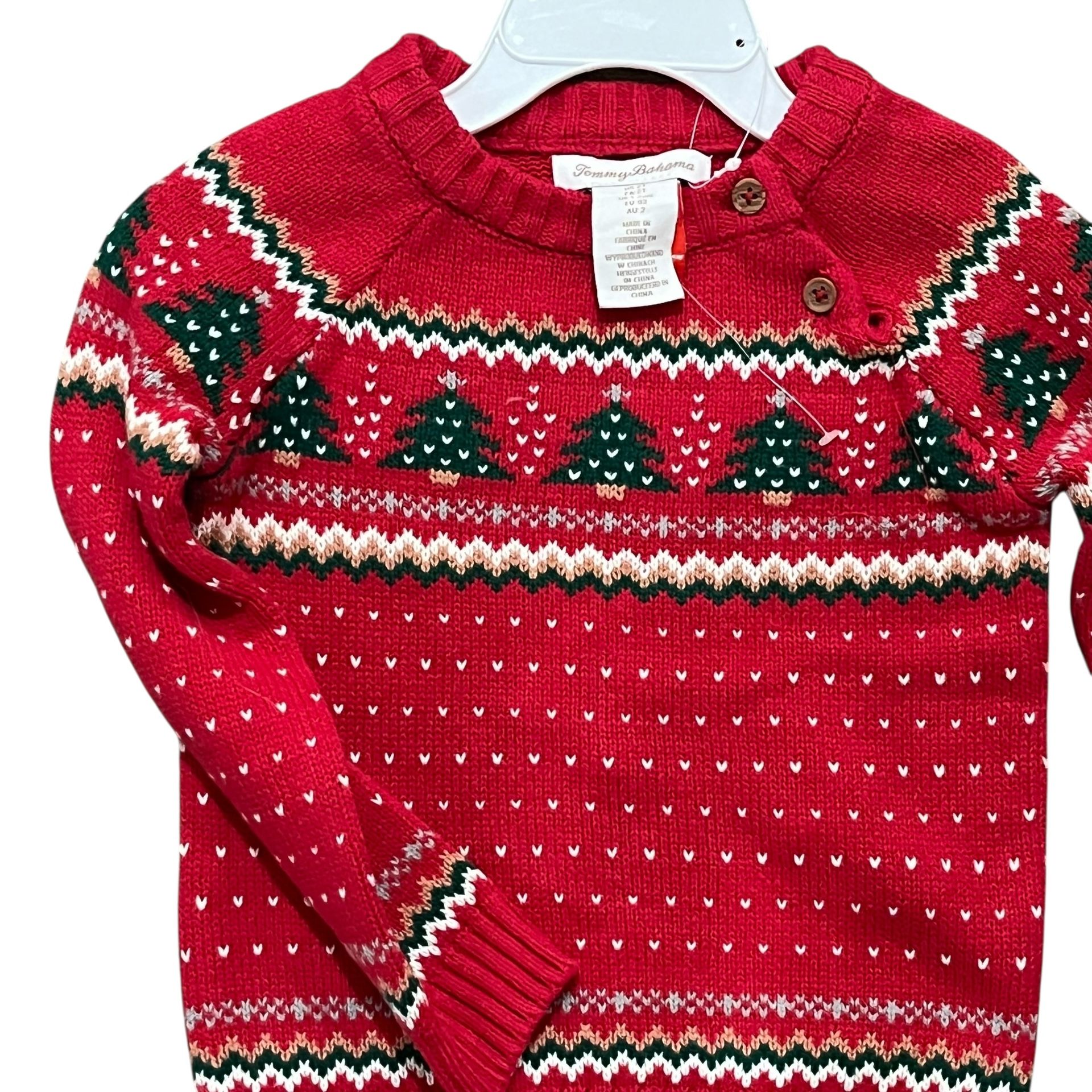 NEW Tommy Bahama Christmas Sweater Boys Size 2T Red Knit NWT