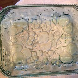 Vintage Pyrex Green Glass Casserole/Baking Dish