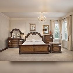5 Pieces Coffee Brown  Queen Bedroom Set 