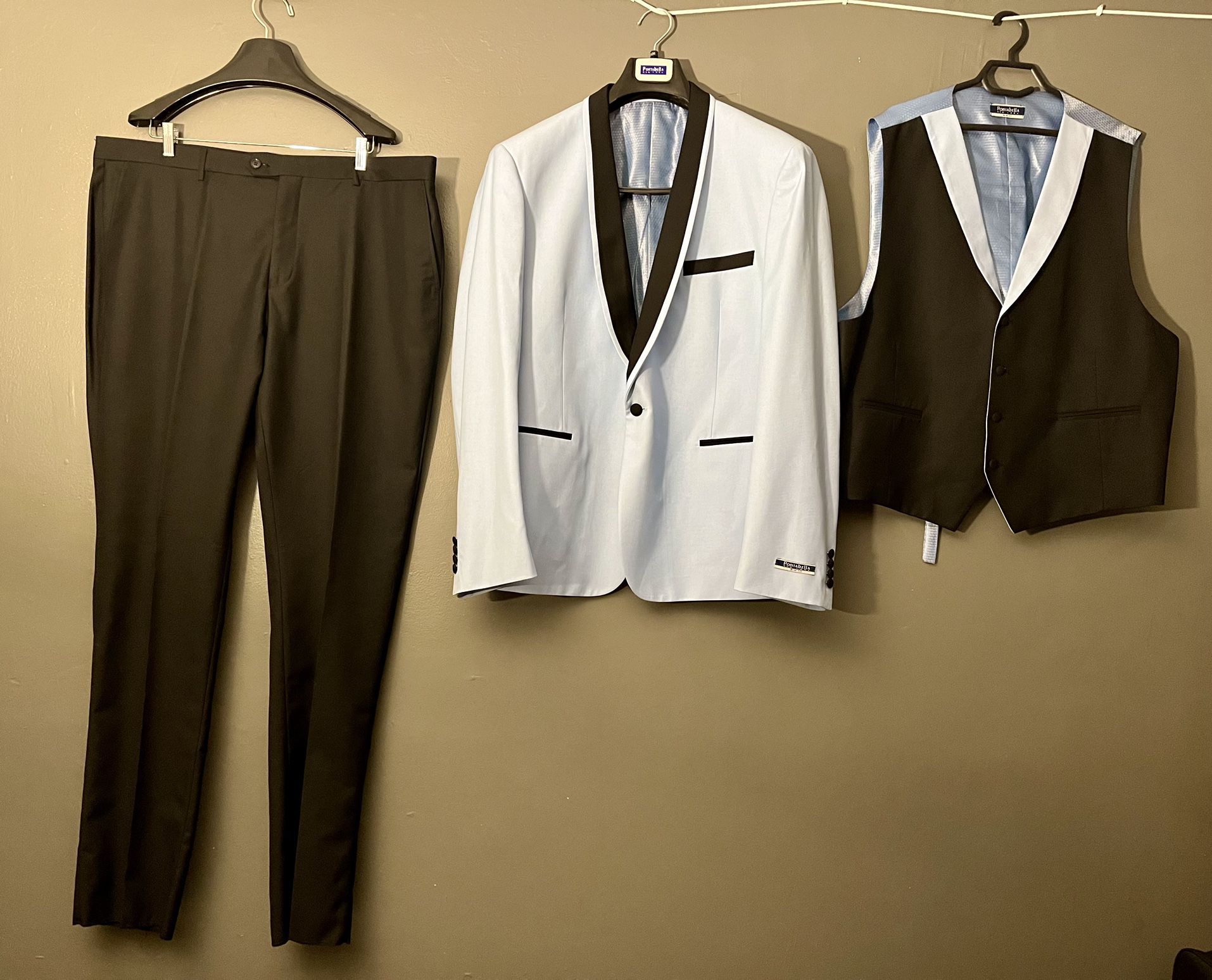 Men’s 3 Piece Slim Fit Blazer / Vest/ Pants Tuxedo Set Suits Sz 50R/44W