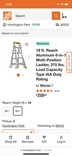 18 ft. Reach Aluminum 6-in-1 Multi-Position Ladder, 375 lbs. Load Capacity Type IAA Duty Rating