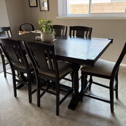 Wood Dining Table With 6 Chairs 72” x 40” x 36” matching server available)