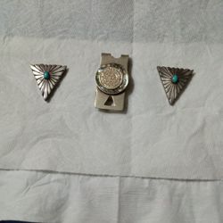 Turquoise money clip and collar clips
