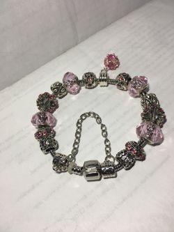 fine jewelry collection bracelet silver and pink charms