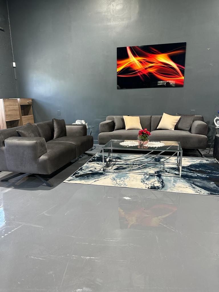 NEW LIVINGROOM SET SOFA LOVESEAT GRAY VELVET