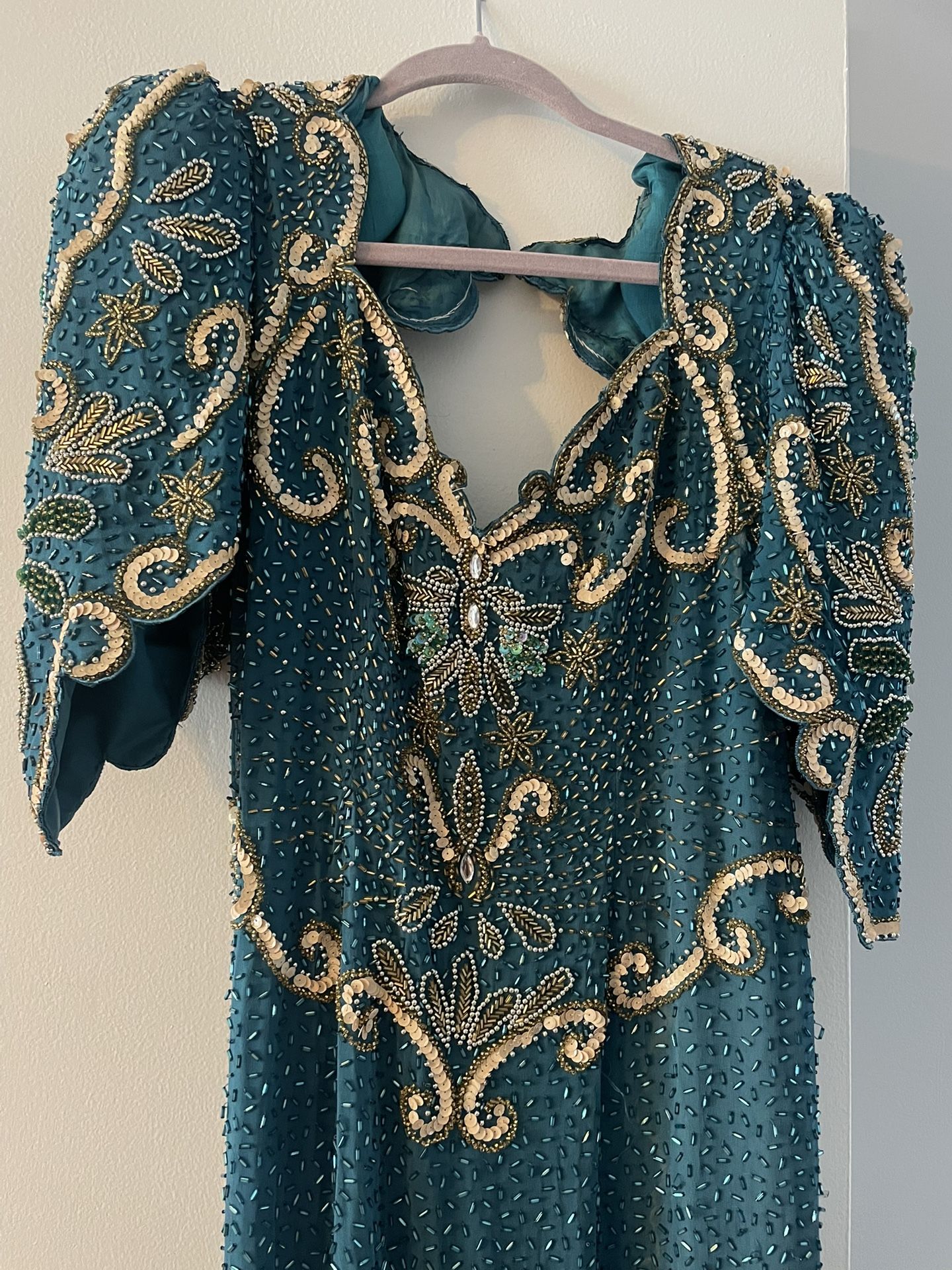 Women’s Mother Of The Bride Teal Beaded Dress