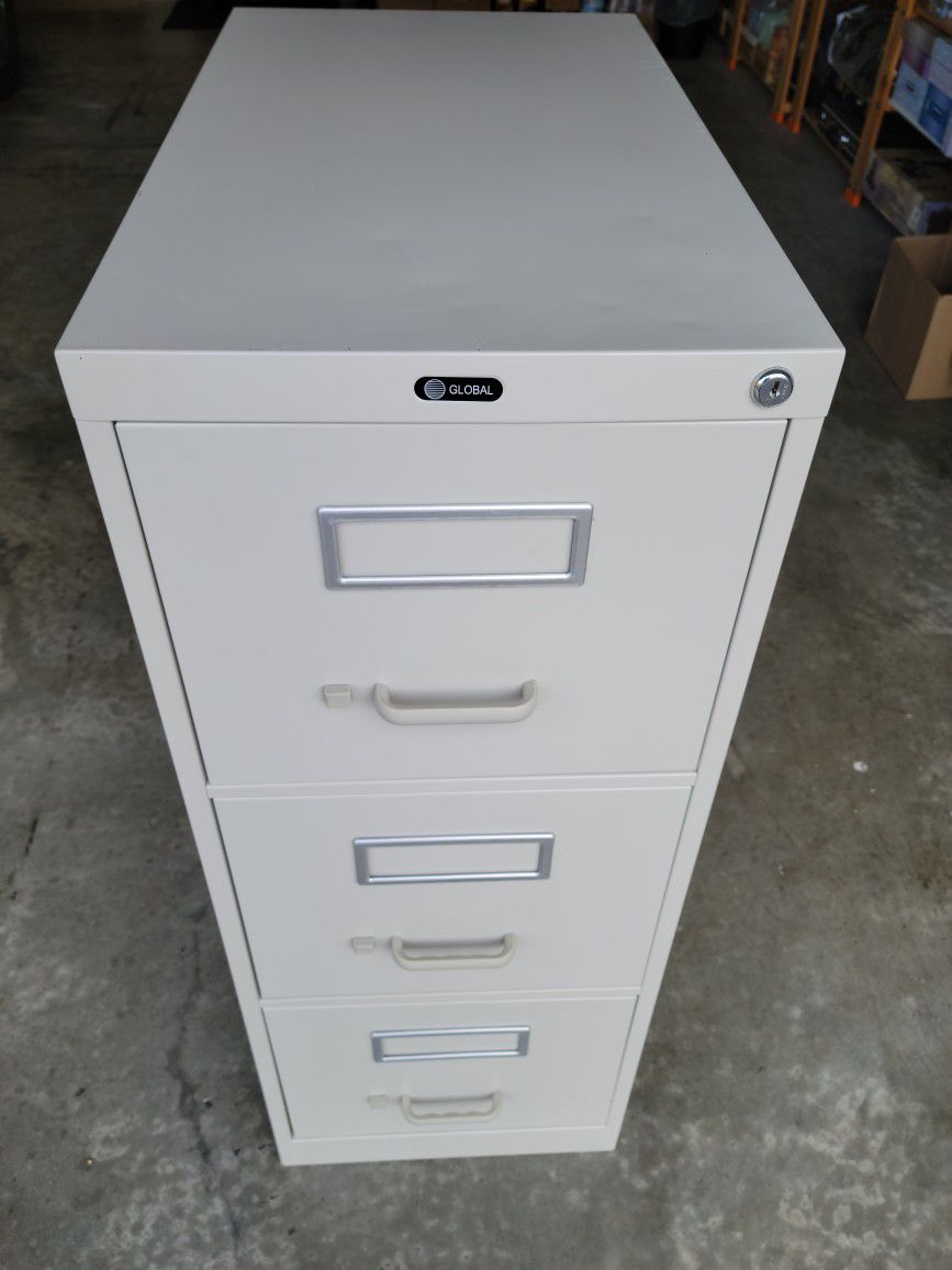 Global 3 Drawer Deep Vertical File Cabinet With Lock