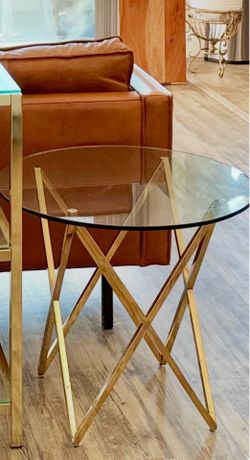 Glass and gold circular side tables, set of 2 (**glass and gold entryway console being sold separately)