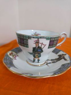 Royal Standard Clan Mackay Teacup and Saucer, Bonnie Scotland Tartan Tea Cup Set, Bone China Made in England Tea Cup Duo