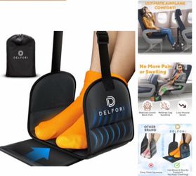 Portable Airplane Footrest for Airplane Travel - Comfortable Foot Hammock w/Memory Foam & Hardboard for No Feet Clashing - Ideal for Pain and Swelling