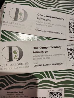 2 arboretum tickets
