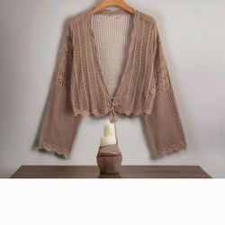 OPEN Knot Lace Up Front Cardigan