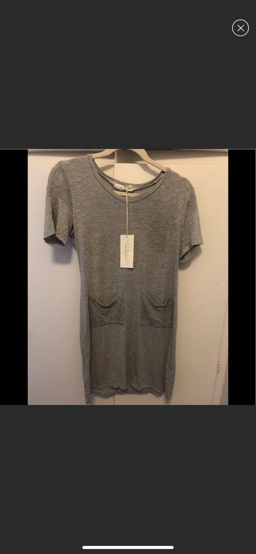 LA relaxed Side Tie Dress Pockets M Grey Soft tee boho jersey knit soft tshirt dress organic