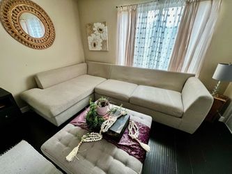 Large sofa with lounge and ottoman