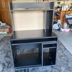Black Utility Desk with Hutch