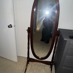 Antique Solid Wood Cheval Mirror – Family Heirloom