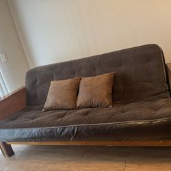 Brown Futon Couch 7ft Wide