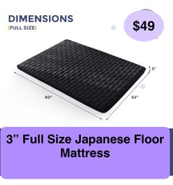 3" Thick  Full Size Japanese Floor Futon Mattress, Portable Floor Mattress, Full Size Sleeping Pad Foldable Roll Up Mattress, Portable Floor Mattress 