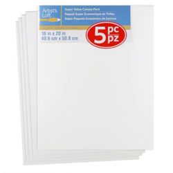 🎨 ARTIST LOFT White Canvas, 16"x20", 5 Pack
