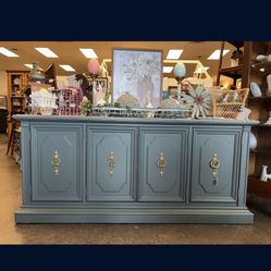 Newly Refinished Green/Gray Buffet Console 