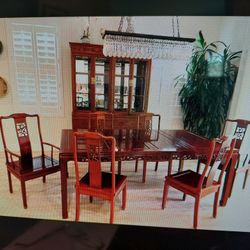 Vintage Chinese Solid Rosewood Dinning Set