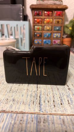 Rae Dunn Black Ceramic Tape Dispenser