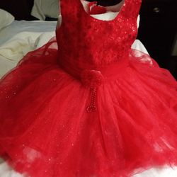 Toddler Party Sequins Girl  Red Dress ( Size 2  )