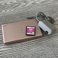 Metallic/Rose Gold Nintendo DS with a game, complete with a stylus & charger- Low Price. $30