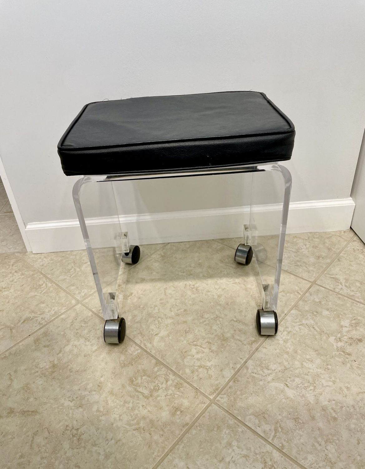 Mid Century Padded Lucite Stool