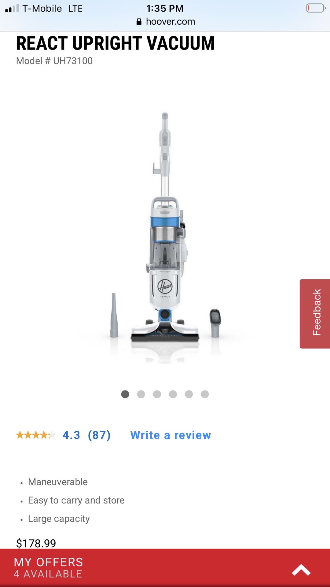 Hoover react upright vacuum