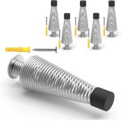 Mousike 4.5" Silver Door Stops for Bottom of Door (6 Pack) 