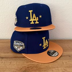LA Dodgers Gold Collection Snapback Hat (World Series Patch)