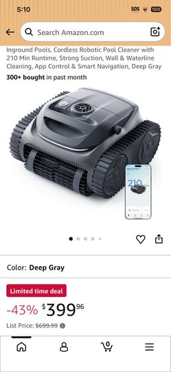 Inground Pools, Cordless Robotic Pool Cleaner with 210 Min Runtime, Strong Suction, Wall & Waterline Cleaning, App Control & Smart Navigation, Deep Gr