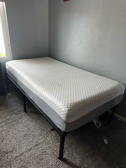 Twin bed frame and memory foam mattress