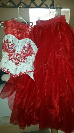 Red and Ivory Quinceañera Dress