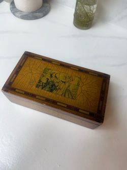 Vintage Swedish Wooden Decorative Box with Figural Lid