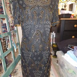 STUNNING BEADED BLACK CLASSY DRESS