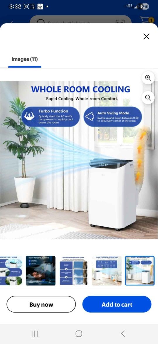 Fosawd 16000 BTU Smart Inverter Portable Air Conditioner 【3-in-1 Mode with Fan and Dehumidifier】