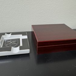 Humidor New Cherry Wood With Dish 