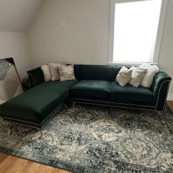 Emerald Green Velvet Reversible Sectional