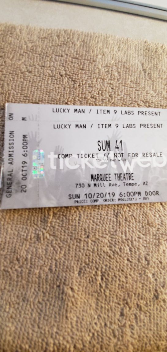 SUM 41 Concert / Sun 10/20 6pm $35 each