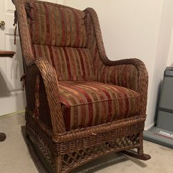 Rocking Wicker Chair With Removable Cushions